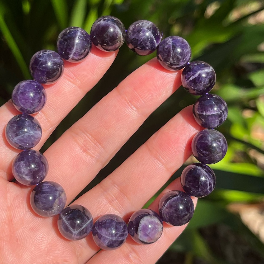 12mm stretchable dark amethyst bracelet